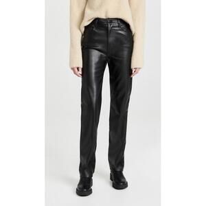 PISTOLA x REVOLVE Cassie‎ Super High Straight Pant Black Vegan Leather Size 26